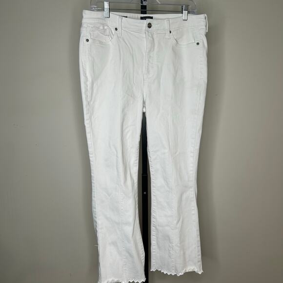 NYDJ white Jeans- 12-scalloped cuff, slight bootcut, casual summer - Picture 5 of 6